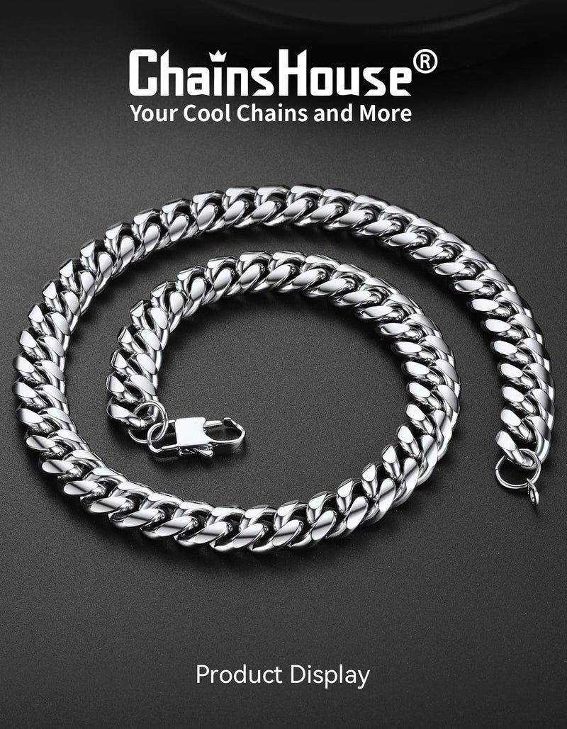 ChainsHouse Stainless Steel Mens Necklace Large Heavy 14mm 18inches Cuban Chain Link Necklace Rapper Jewelry - Image 3